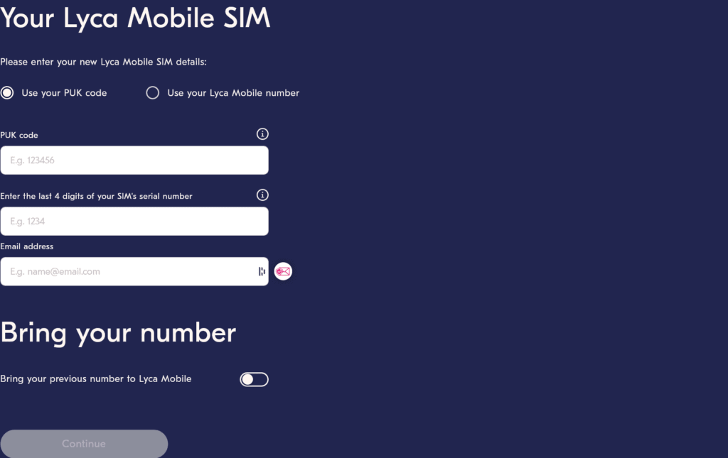 Lycamobile Australia Registration Page