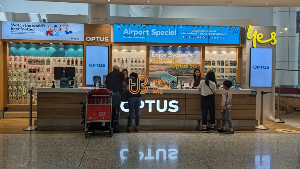 Optus Australia Booth at Sydney Kingsford Smith Airport