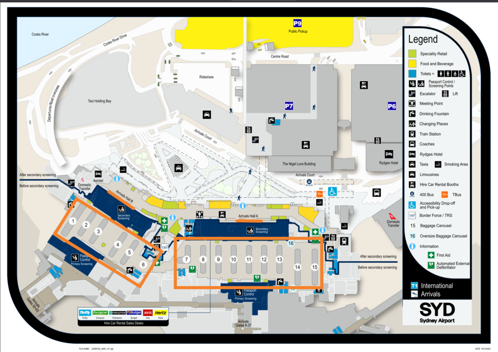 Sydney Kingsford Smith Airport Terminal 1 Map