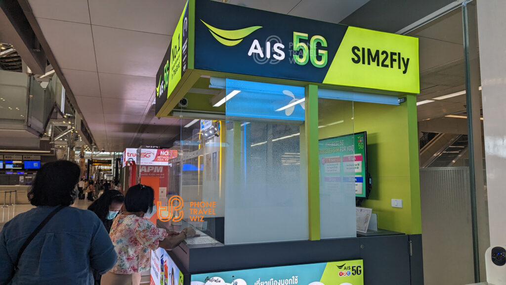 AIS Thailand Booth in the Departure Hall at Bangkok-Suvarnabhumi Airport