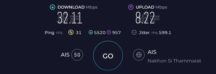 AIS Thailand Speed Test at Koh Pha Ngan Chaloklum Bay Resort (8.22 Mbps)