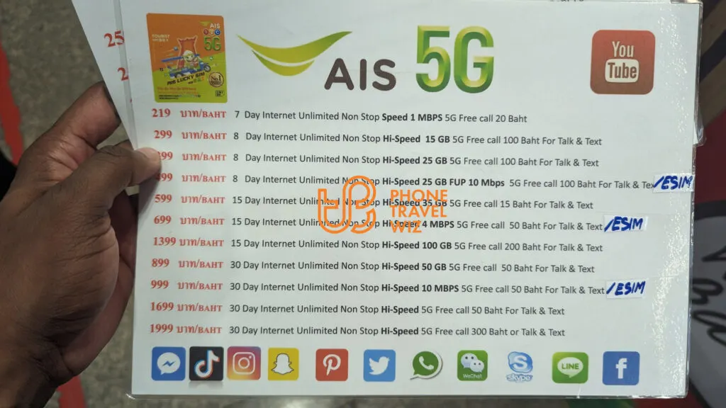 AIS Thailand Tourist SIM Cards and Plans Sold at Bangkok-Don Mueang International Airport