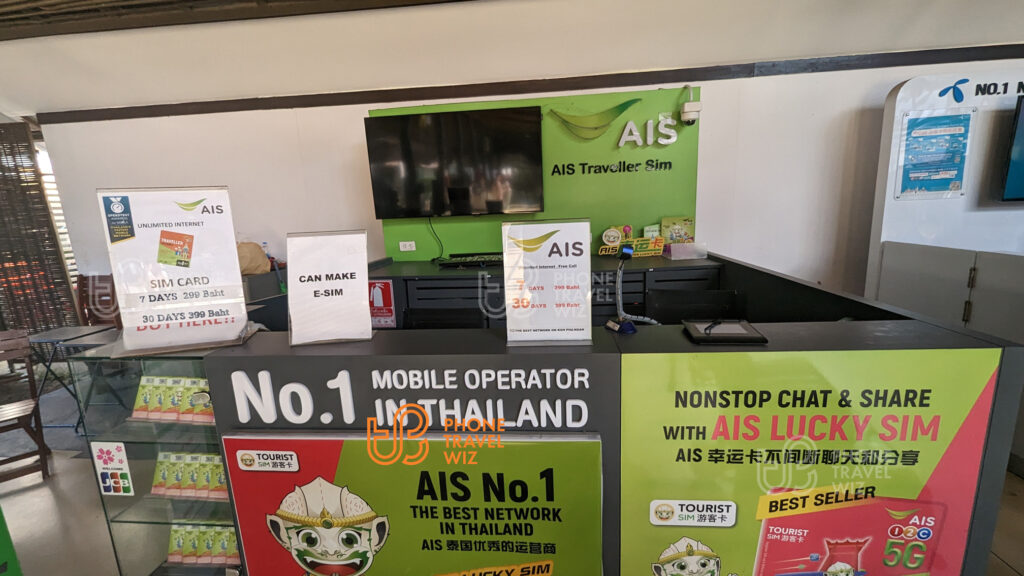 AIS Thailand Tourist SIM Cards on a Paper at Koh Samui Airport