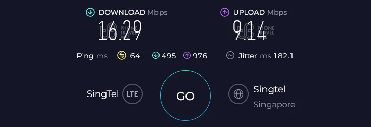 Airalo Asialink in Thailand Speed Test at Bangkok Phrom Phong Station (61.73 Mbps)