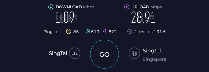 Airalo Asialink in Thailand Speed Test at Koh Pha Ngan Chaloklum Bay Resort (1.09Mbps - 28.91 Mbps)