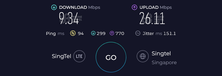 Airalo Asialink in Thailand Speed Test at Koh Pha Ngan Haad Khom Beach (9.34 Mbps - 26.11 Mbps)