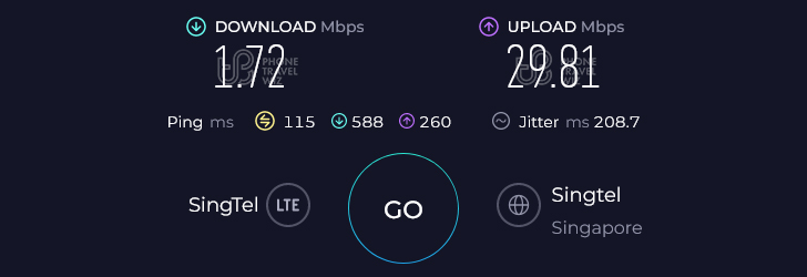 Airalo Asialink in Thailand Speed Test at Koh Samui Airport Arrivals Hall (1.72 Mbps - 29.81 Mbps)