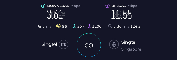 Airalo Asialink in Thailand Speed Test at Koh Samui Samui Airport Tarmac (3.61 Mbps - 11.55 Mbps)