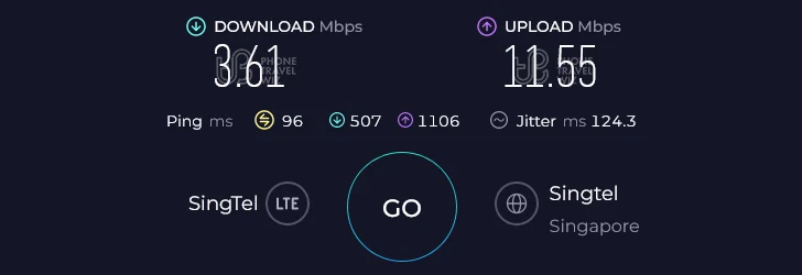 Airalo Asialink in Thailand Speed Test at Koh Samui Samui Airport Tarmac (3.61 Mbps - 11.55 Mbps)