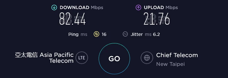 GT Mobile Taiwan Download at Lover's Bridge in New Taipei (82.44 Mbps)