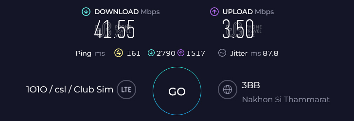 Nomad Thailand Speed Test at Koh Samui Maenam Morning Market (41.55 Mbps)