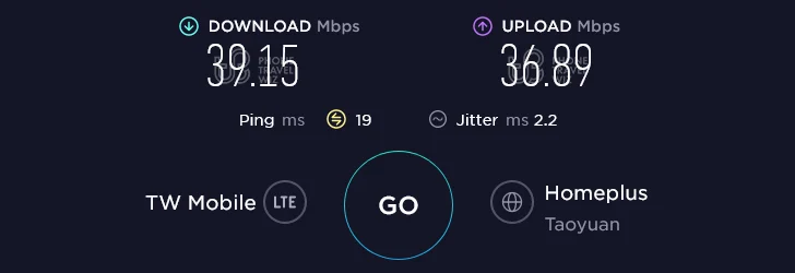 Taiwan Mobile Speed Test at Taoyuan TRA Station Platform 1 in Taoyuan City (36.89 Mbps)
