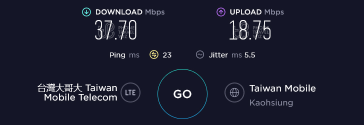 Taiwan Mobile Speed Test at Weiwuying Station Exit 6 - 衛武營站 in Kaohsiung City (37.70 Mbps)