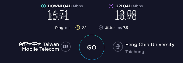 Taiwan Mobile Speed Test at a 7-Eleven Xuefu Road in Taichung City (16.71 Mbps)