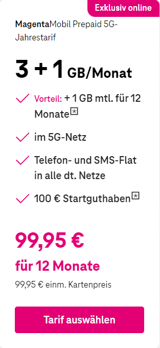 Telekom Germany MagentaMobil Prepaid 5G-Jahrestarif 5G-Year Plan