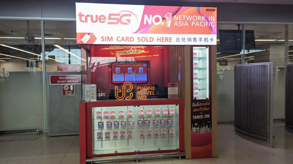 TrueMove H Thailand Booth in the Depature Hall at Bangkok Suvarnabhumi Airport