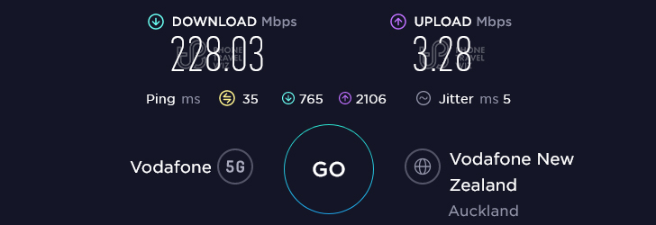 Vodafone-One Speed Test at Glen Innis McDonald's in Auckland (3.28 Mbps)
