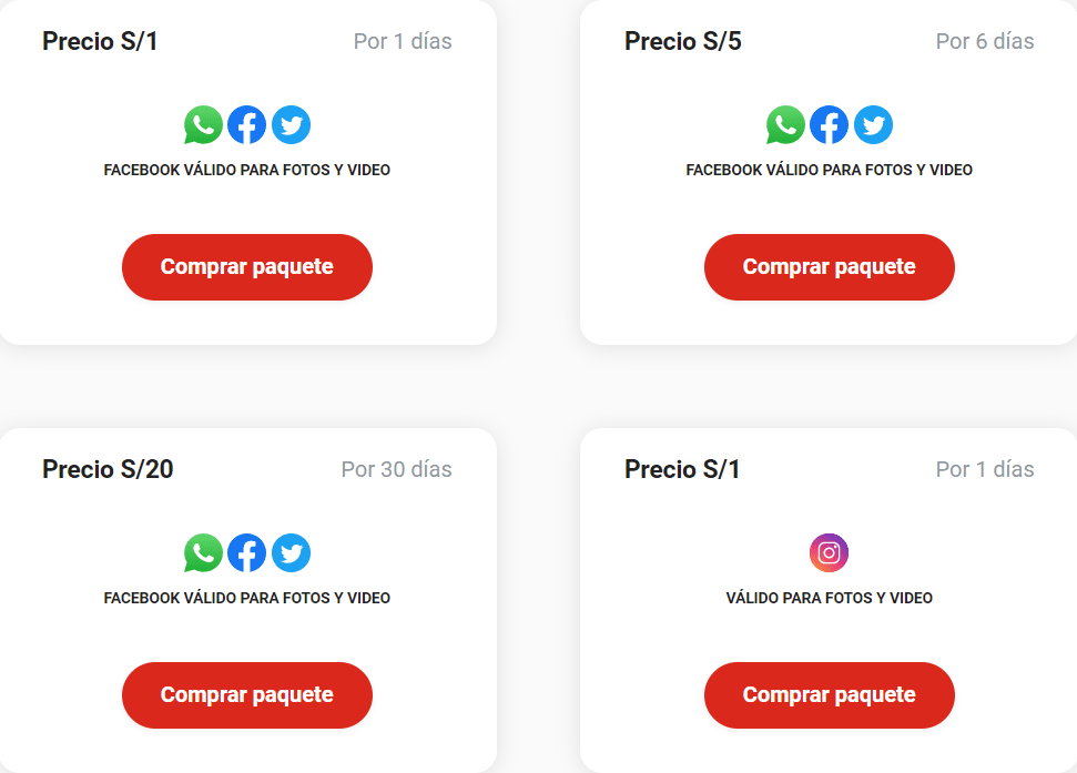 Claro Peru Paquetes de Redes Sociales Social Media Packages