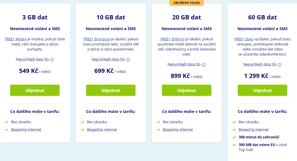 O2 Czech Republic Neomezené volání s porcí dat Unlimited Calls with a portion of Data Plans