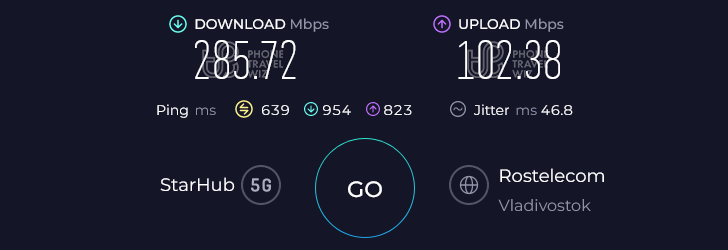 Alosim South Korea eSIM Speed Test at Jung-gu McDonald's (285.72 Mbps)