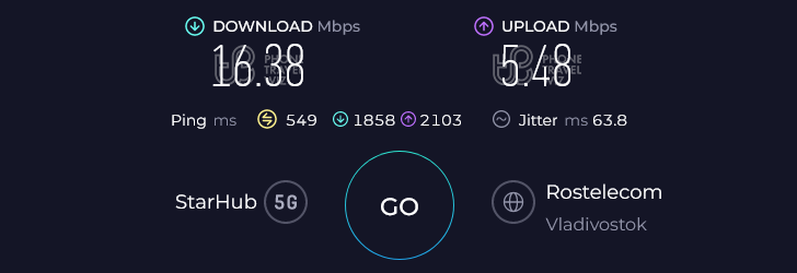 Alosim South Korea eSIM Speed Test at Myeongdong Double S Fitness (16.38 Mbps)