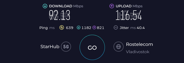 Alosim South Korea eSIM Speed Test at Salgoji-gil Salgoji Sports Park (116.54 Mbps)