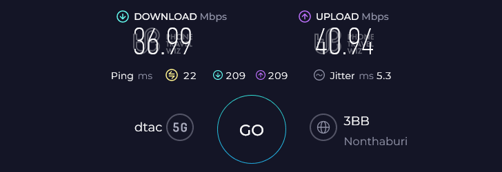 Dtac Thailand Speed Test at Bangkok Don Mueang International Airport Train Station (40.94 Mbps)