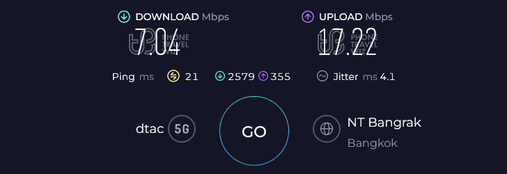Dtac Thailand Speed Test at Bangkok Pathum Wan MBK Center (7.04 Mbps)