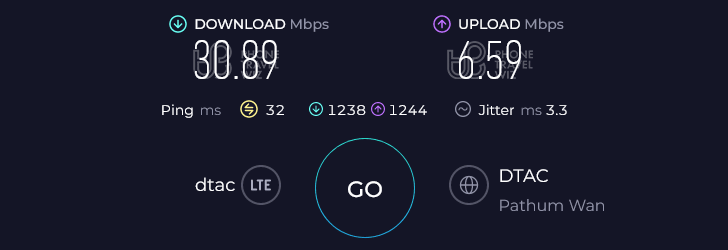 Dtac Thailand Speed Test at Koh Samui Bay View Village (30.89 Mbps)
