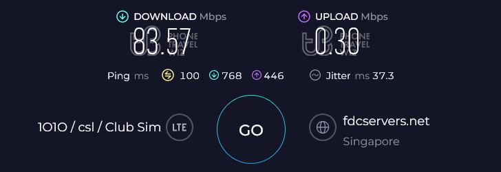 Nomad SEA-Oceania in Singapore eSIM Speed Test at McDonald's Chinatown Point (83.57 Mbps)
