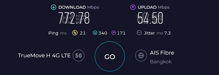 TrueMove H Thailand Speed Test at Bangkok Pathum Wan Centralworld (772.78 Mbps)