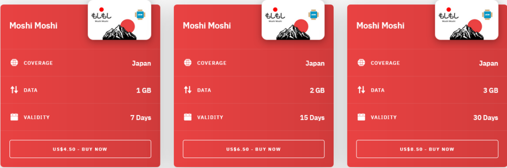 Airalo Japan Moshi Moshi eSIM with Prices