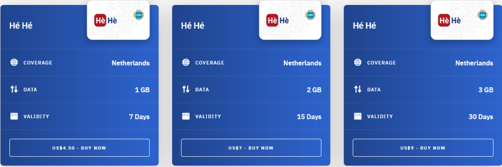 Airalo Netherlands Hé Hé eSIM with Prices