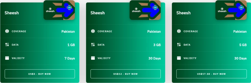Airalo Pakistan Sheesh eSIM with Prices