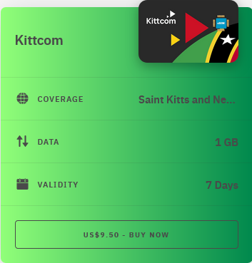 Airalo Saint Kitts and Nevis Kittcom eSIM with Prices