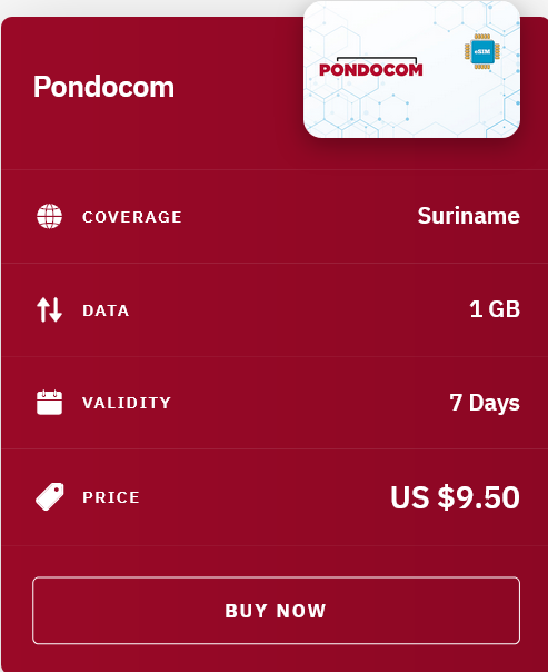 Airalo Suriname Pondocom eSIM with Prices