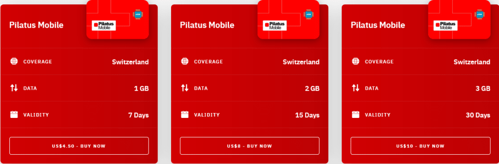 Airalo Switzerland Pilatus Mobile eSIM with Prices