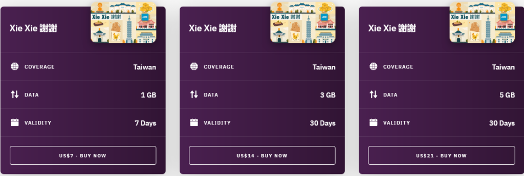 Airalo Taiwan Xie Xie 謝謝 eSIM with Prices