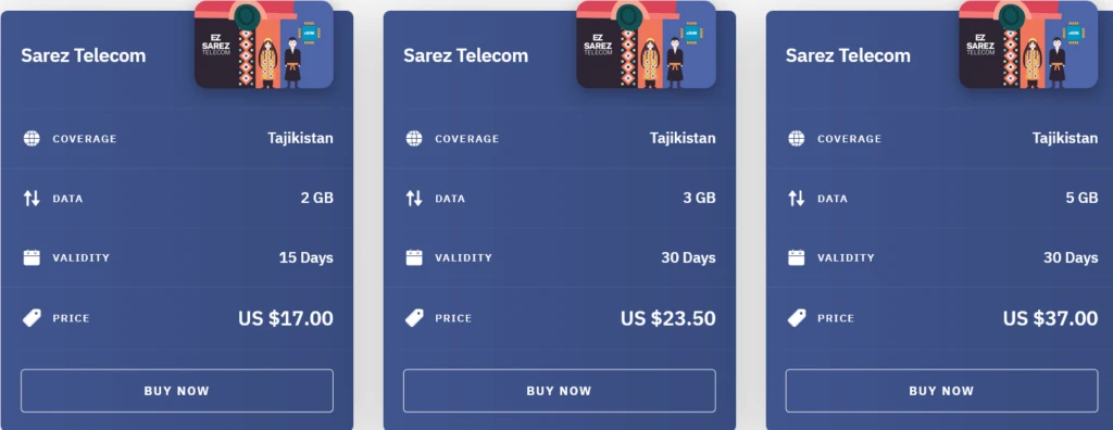 Airalo Tajikistan Sarez Telecom eSIM with Prices