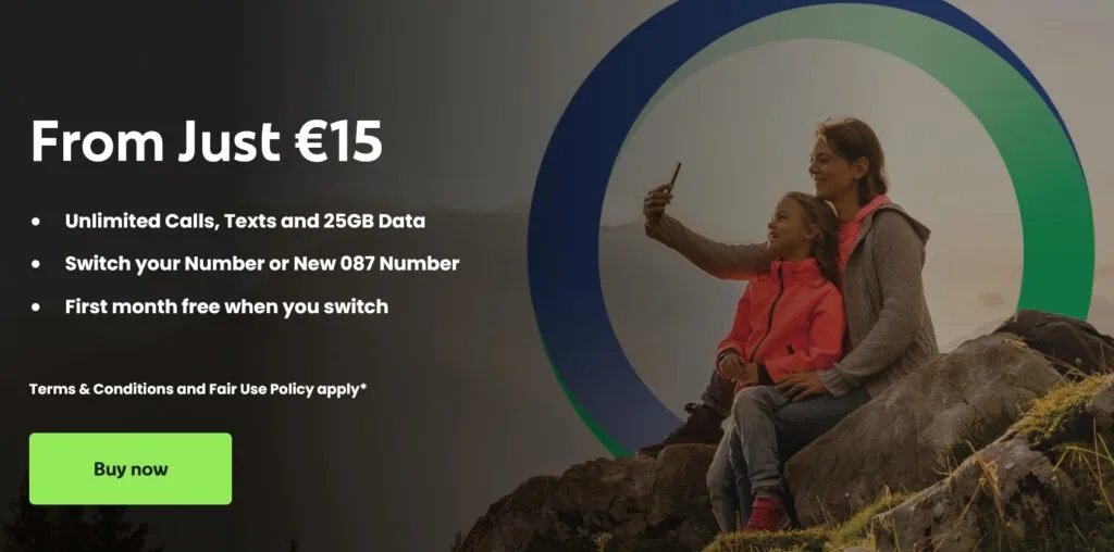 AnPost Mobile Ireland €15 Unlimited Prepay Plan