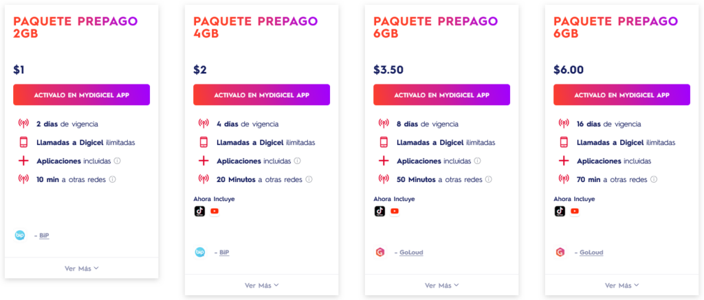 Digicel El Salvador Prepago Plans1