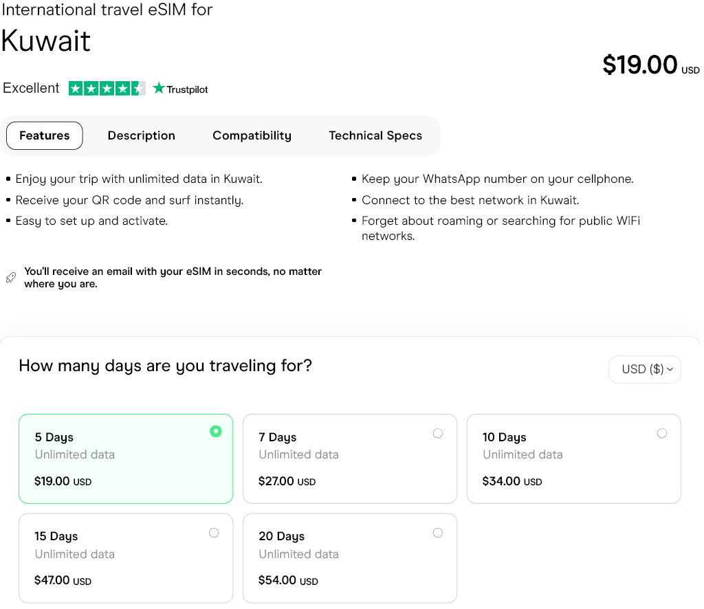 Holafly Kuwait eSIMs