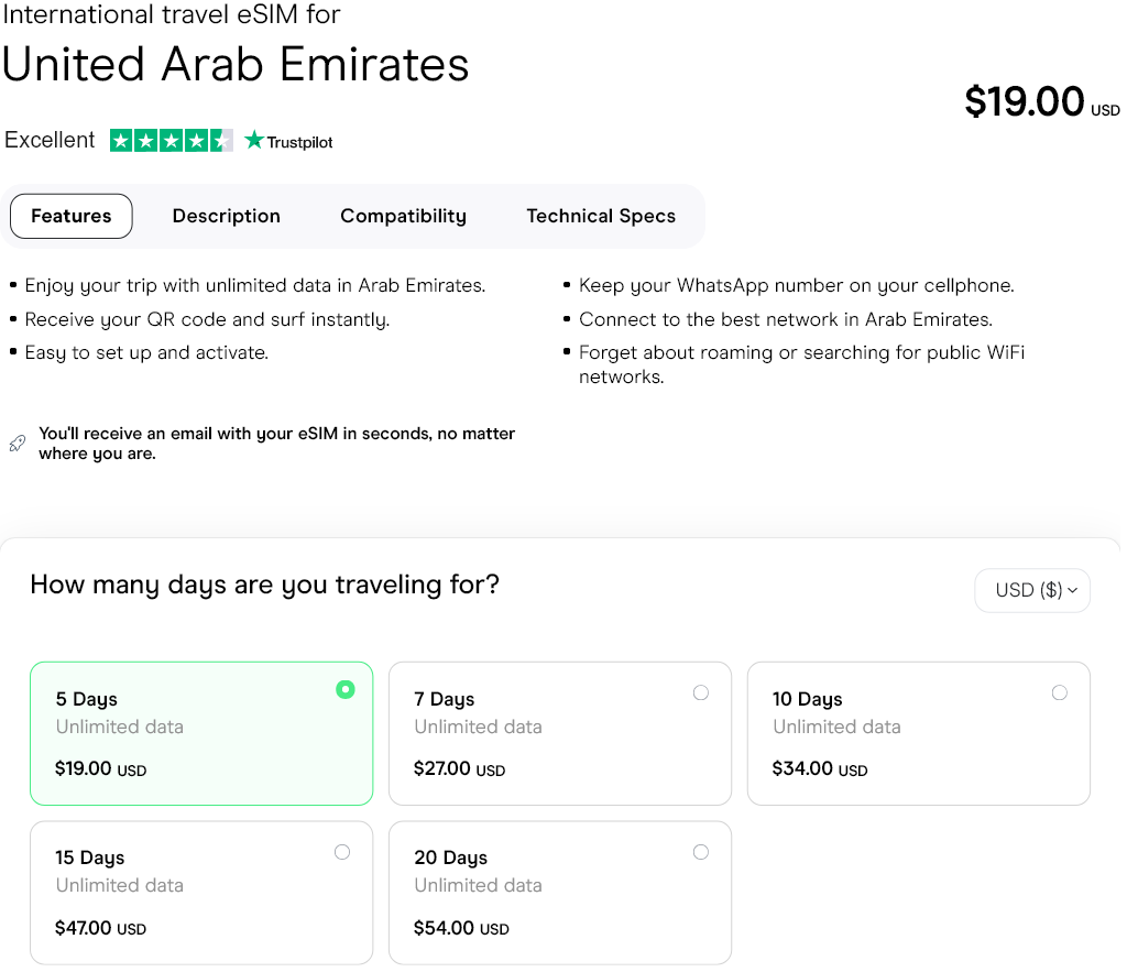 Holafly United Arab Emirates eSIMs
