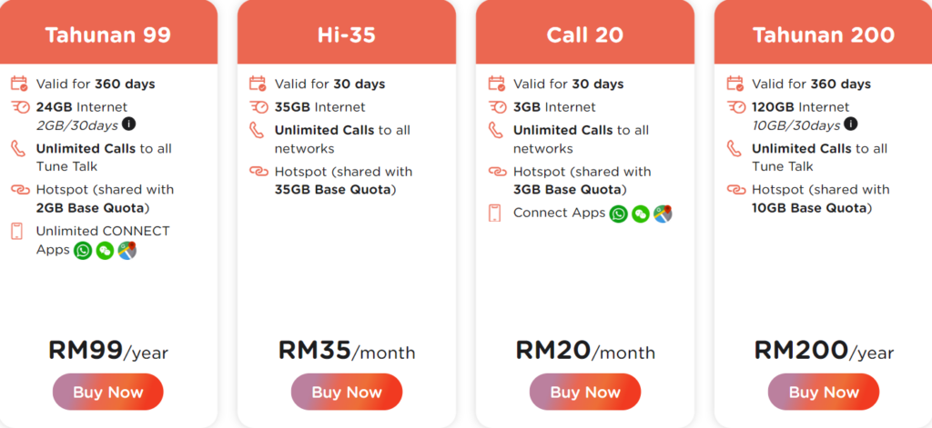 Tune Talk Malaysia Internet & Call Plans