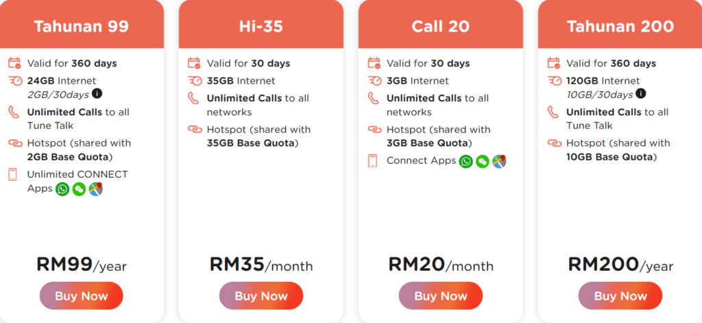 Tune Talk Malaysia Internet & Call Plans