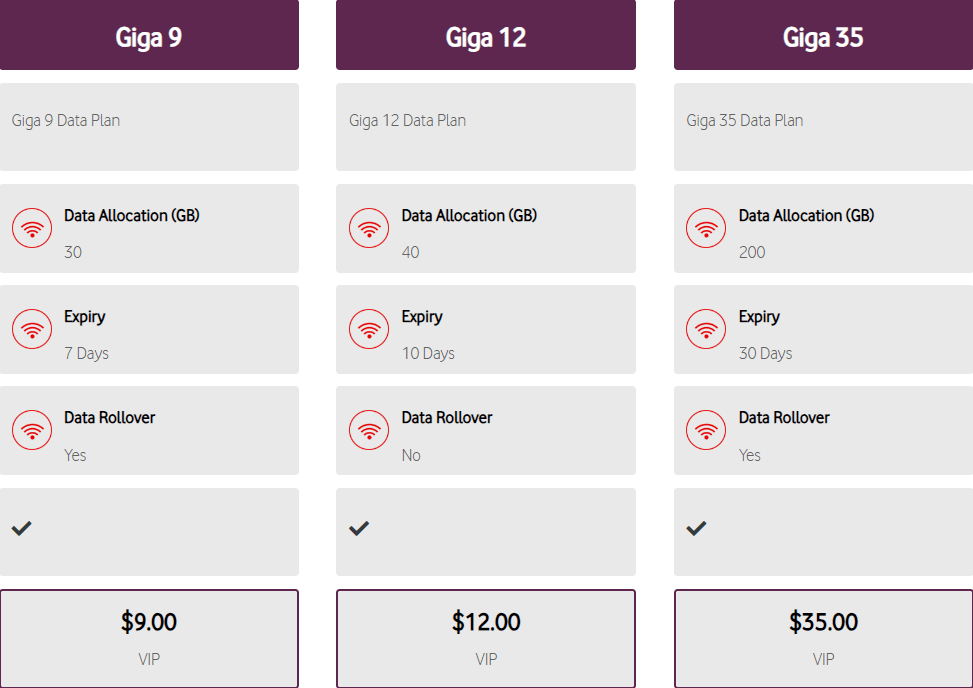 Vodafone Fiji 555# Mobile Internet Bundles VIP
