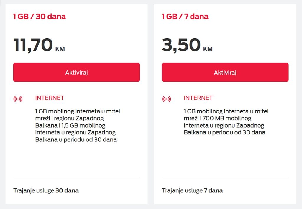 m.tel Bosnia & Herzegovina Kombinuj Prepaid Tarifne Opcije - Kupi Internet