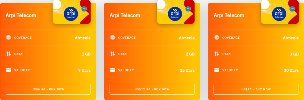 Airalo Armenia Arpi Telecom eSIM with Prices