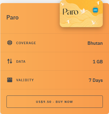 Airalo Bhutan Paro eSIM with Prices