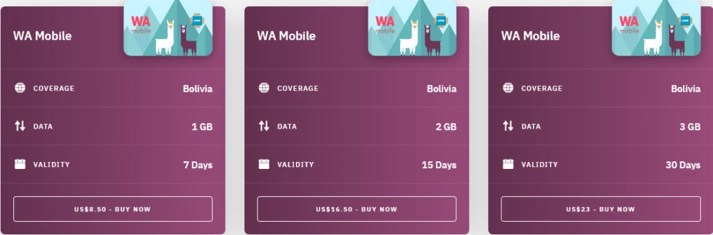 Airalo Bolivia WA Mobile eSIM with Prices